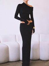 Matte Jersey One Shoulder Off Maxi Skirt Set